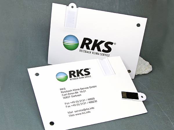 usb papier postkarte werbung logo