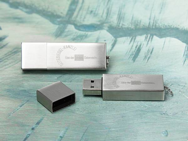 usb stick alu silber matt gravur schlicht elegant werbung