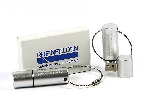 usb stick aluminium metallbund schluesselbund silber logo