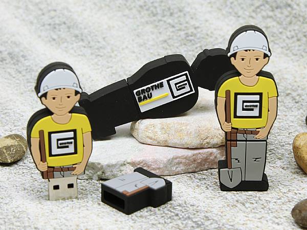 usb stick bauarbeiter bau arbeit handwerk logo