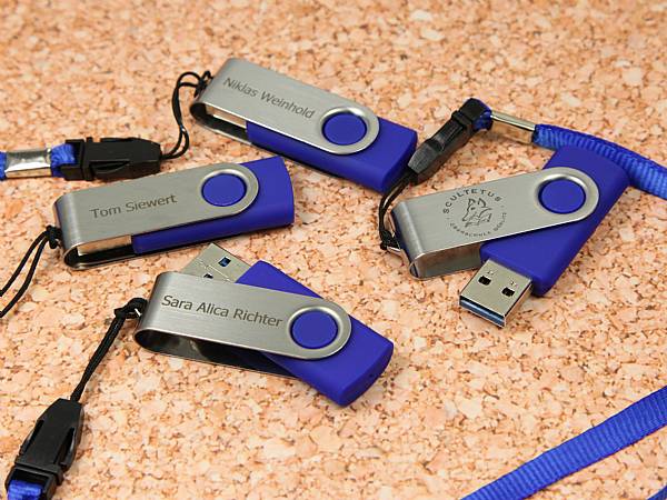 usb stick buegel blau werbegeschenk namen