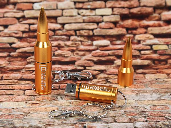 usb stick bullet gewehrkugel kugel gold digitaldruck