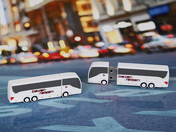 usb stick bus transport fahrzeug logo werbung