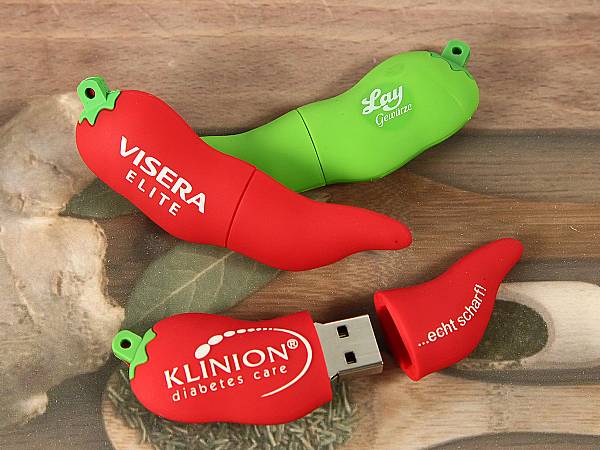 usb stick chili pepperoni rot gruen essen scharf logo