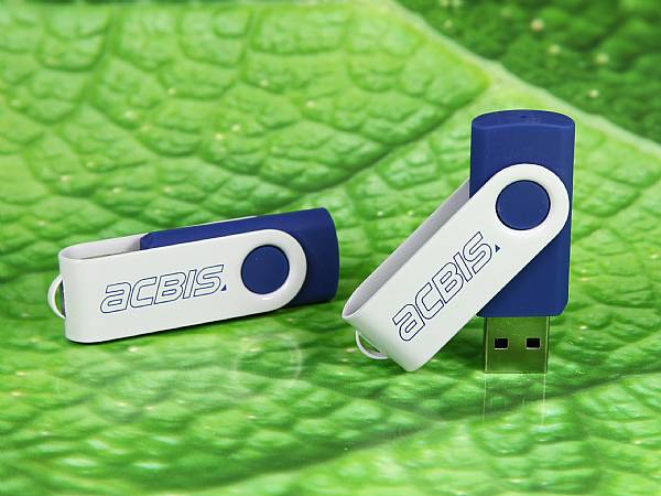 usb stick drehbar buegel logo blau