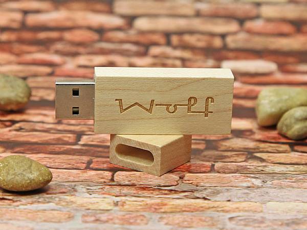 usb stick holz barot hellbraun natur öko logo