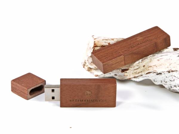 usb stick holz classic dunkelbraun gravur schick natur