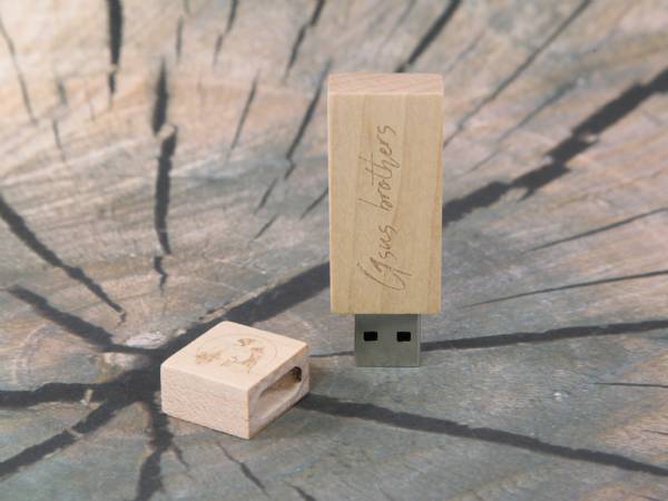 usb stick holz classic gravur natur musikband werbung