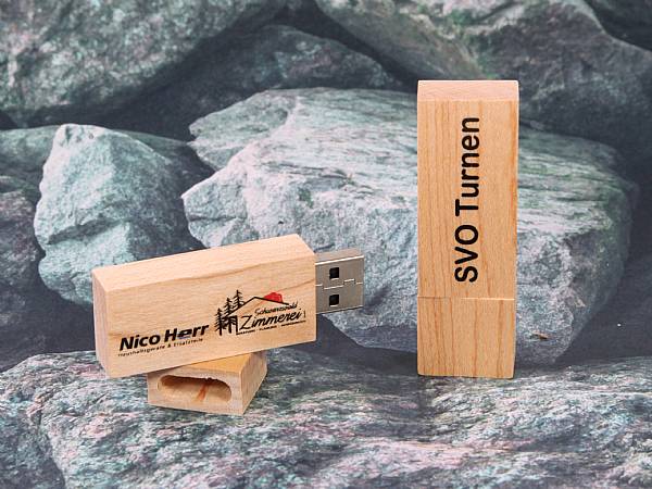 usb stick holz classic natur digitaldruck hellbraun