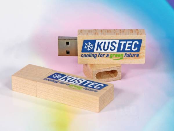 usb stick holz classic natur hellbraun digitaldruck green logo