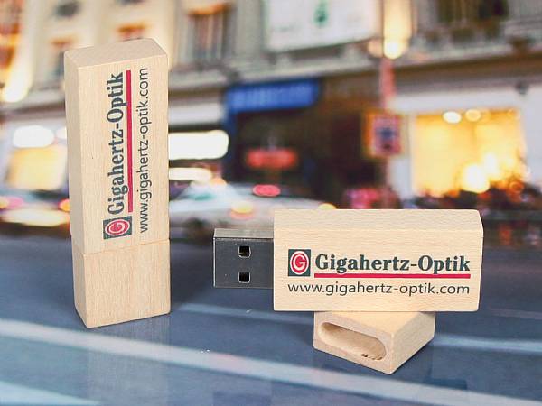 usb stick holz classic natur schlicht aufdruck logo