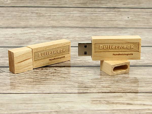 usb stick holz hell natur logistik logo