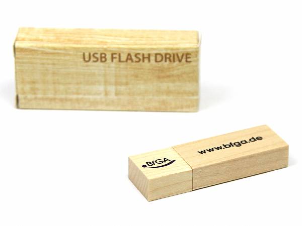 usb stick holz natur hell logo verpackung