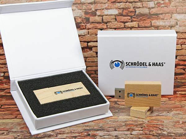 usb stick holz natur verpackung logo werbung