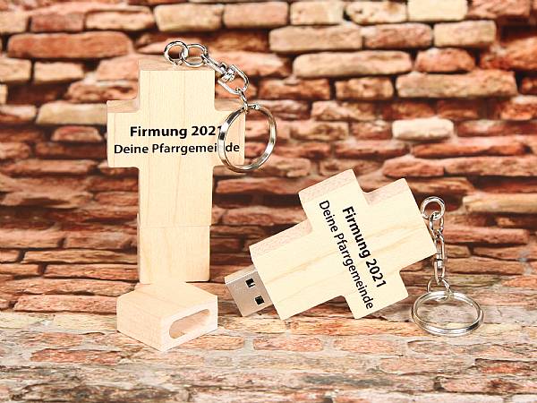 usb stick holzkreuz natur hellbraun öko kirche