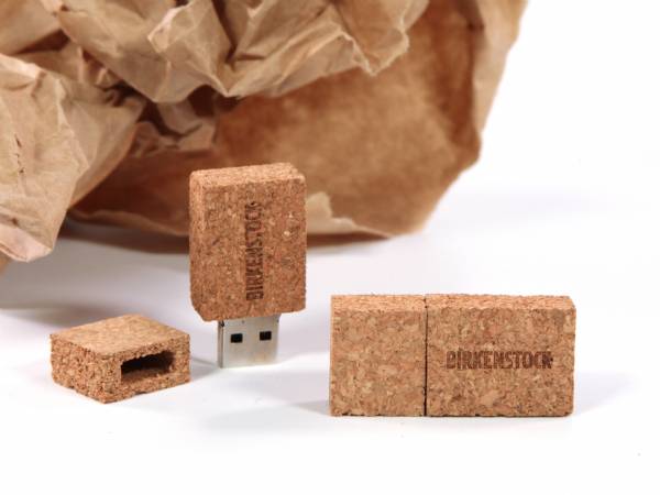 usb stick kork natur öko schlicht eckig gravur logo