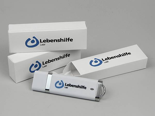 usb stick kunststoff weiss silber logo