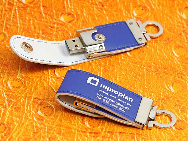 usb stick leder schluesselring massiv werbeartikel