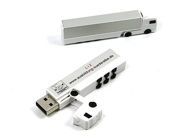 usb stick lkw truck grau weiss transport logo