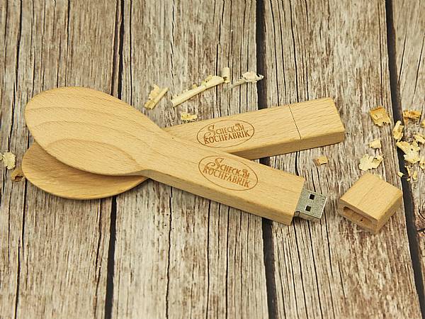 usb stick löffel holzlöffel natur kochen kueche