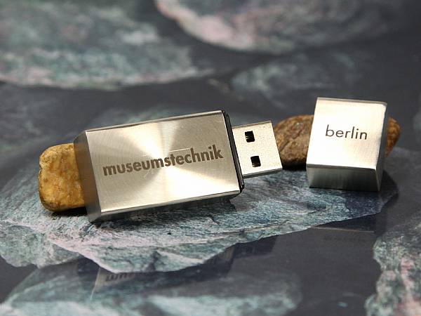 usb stick metall eckig schlicht gravur