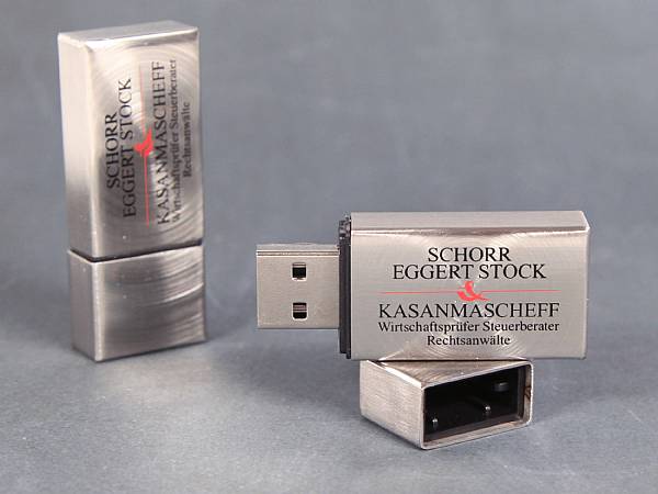 usb stick metall silber schlicht eckig logodruck