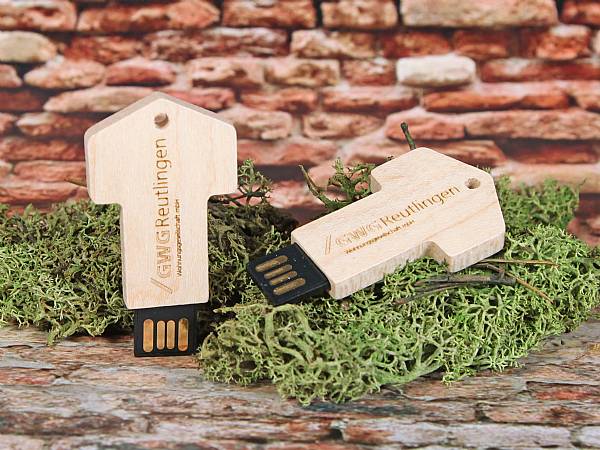 usb stick natur key schluessel hellbraun immobilie öko gravur