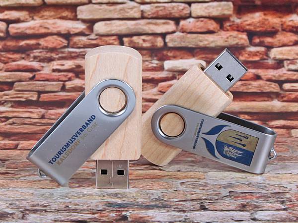 usb stick natur twister drehbar buegel metall digitaldruck