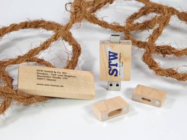 usb stick natureblock holz natur hellbraun digiteldruck