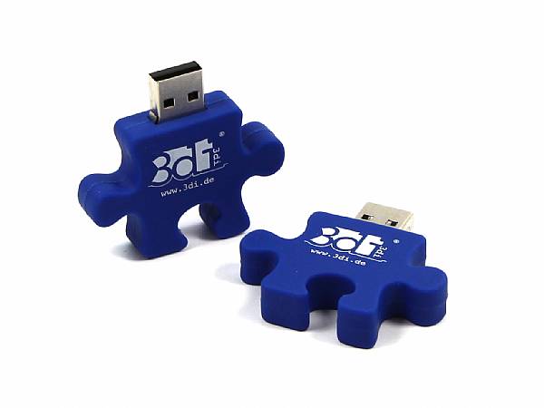 usb stick puzzle werbegeschenk blau logo weiss