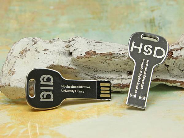 usb stick schluessel silber glanz logo werbung