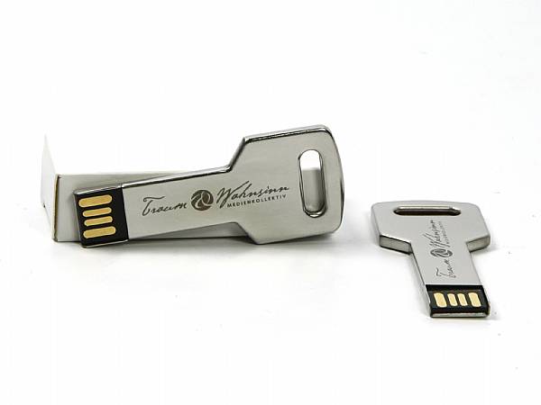 usb stick schluessel silber gravur werbung