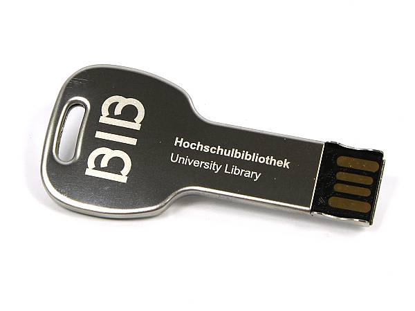 usb stick schluessel silber logo gravur