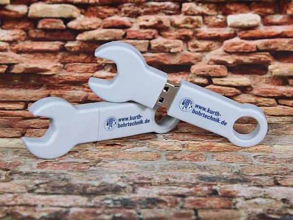 usb stick schraubenschluessel handwerk bau logo digitaldruck