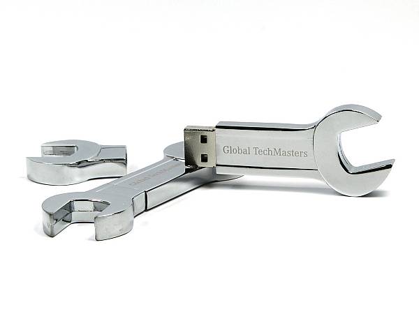 usb stick schraubenschluessel handwerk werkzeug silber logo