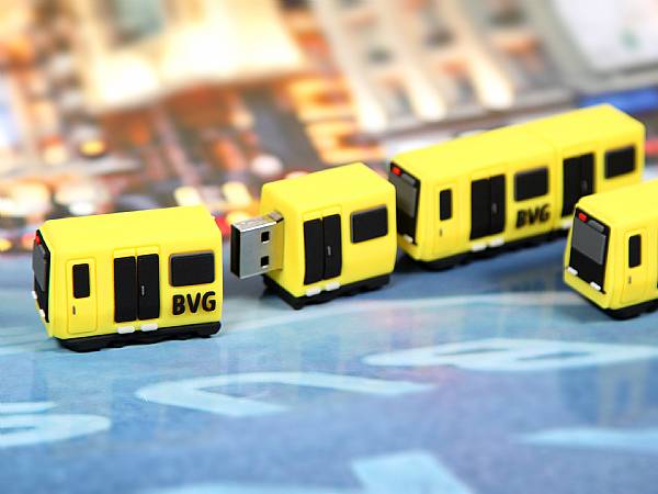 usb stick sonderanfertigung zug bahn bvg gelb