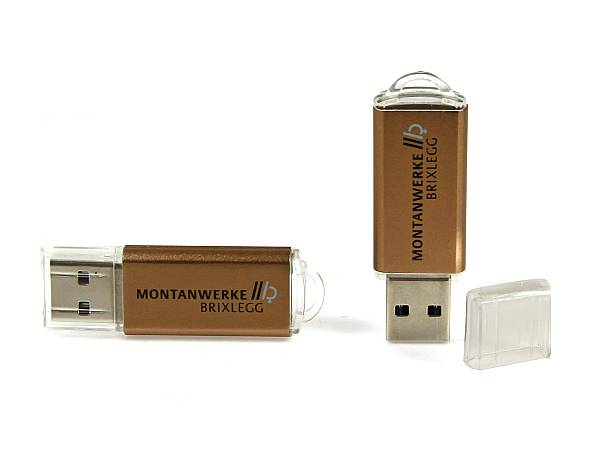 usb stick transparent gold logo schwarz