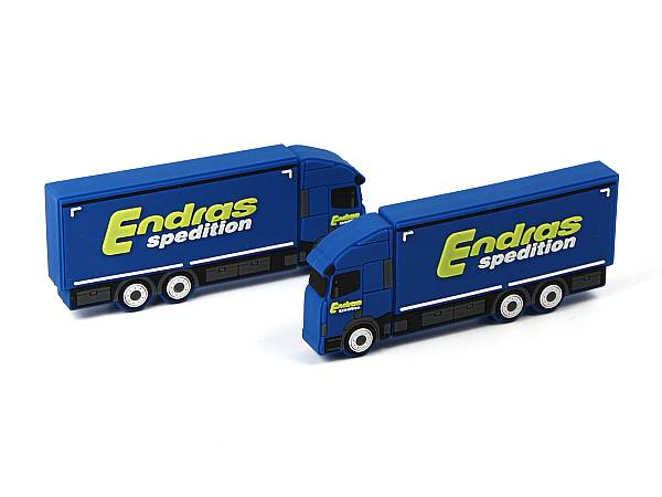 usb stick transporter lkw blau logo gelb