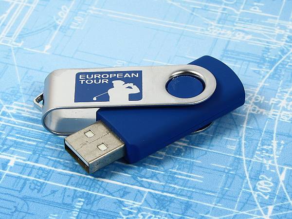 usb stick twister buegel metall silber blau logo golf