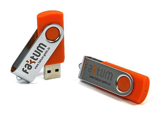 usb stick twister buegel silber orange