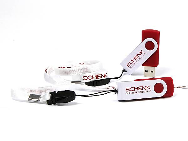 usb stick twister buegel weiss rot umhängeband