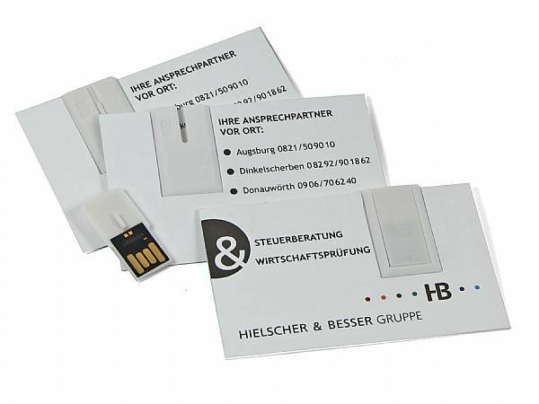 usb stick visitenkarte papier werbung logo weiss