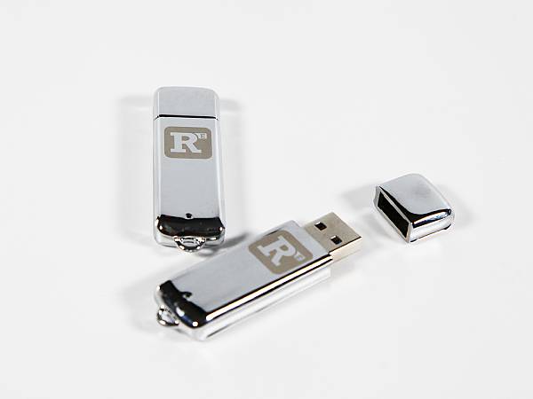 usb stick vollmetall chrom mit lasergravur