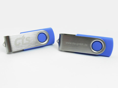 USB-Stick cts graviert blau sonderfarbe, Metall.01