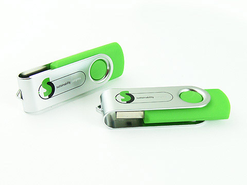 USB-Stick gruen buegel swing ci sonderfarbe, Metall.01