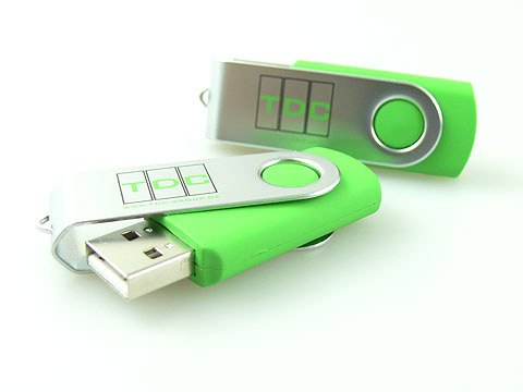 USB-Stick in Sonderfarbe mit Aufdruck gruen, Metall.01