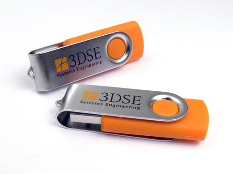 USB-Stick Metall01 orange mit Logo 3DSE, Metall.01