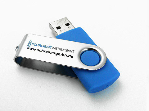 USB-Stick swing buegel blau bedruckt, Metall.01