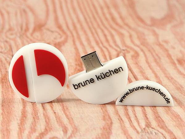 usb stick rund logo weiss rot brune kuechen