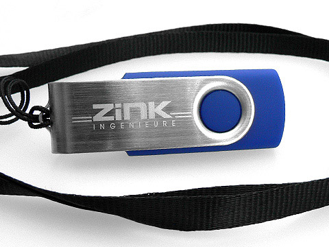 ZINK USB-Stick drehbar blau, Metall.01